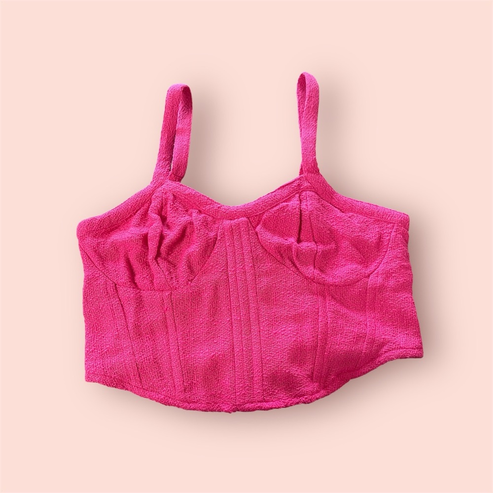 Japna Tweed Corset Top Hot Pink size Large (NWT)